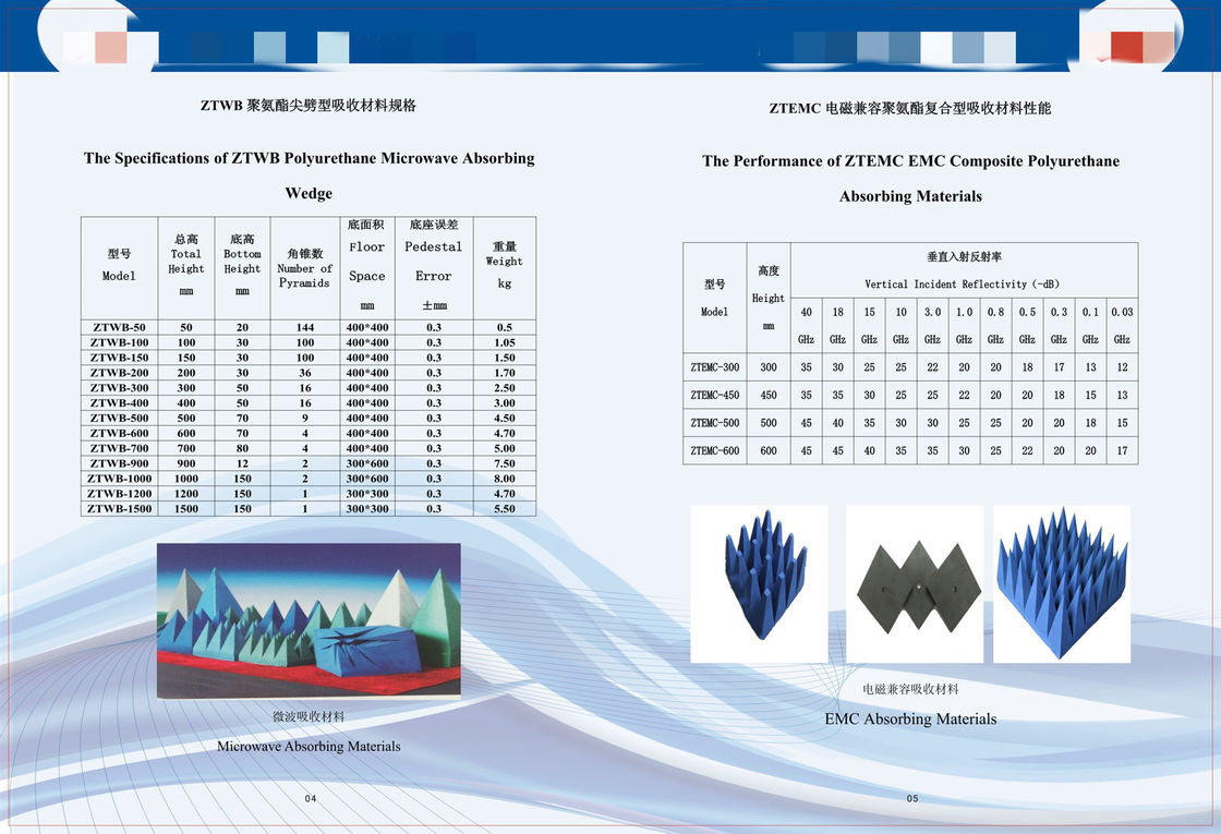 Polyurethane Magnetic RF Pyramid Absorber Foam Microwave Absorbing Sheet rf shielding room emc anechoic chamber